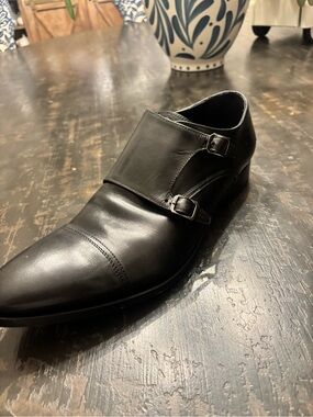 Antonio Maurizi Black Leather Double Monk Strap Oxfords